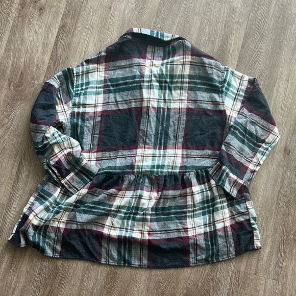 American Eagle Peplum Plaid Flannel Button Down Long Sleeve Shirt Small - Picture 5 of 5